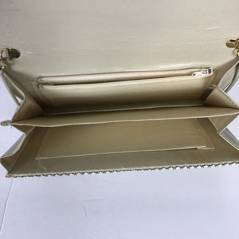Womens Metal Mesh Evening Purse Clutch Bag Ivory Date Prom J‎